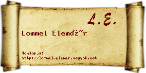 Lommel Elemér névjegykártya